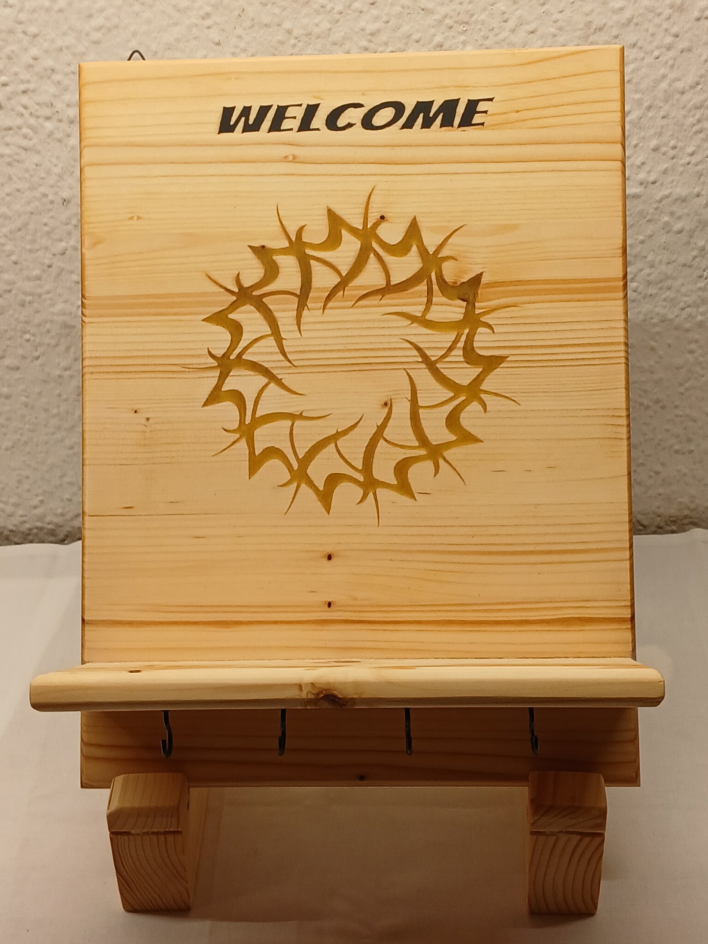 Handcrafted Wooden Key Holder and Welcome Sign